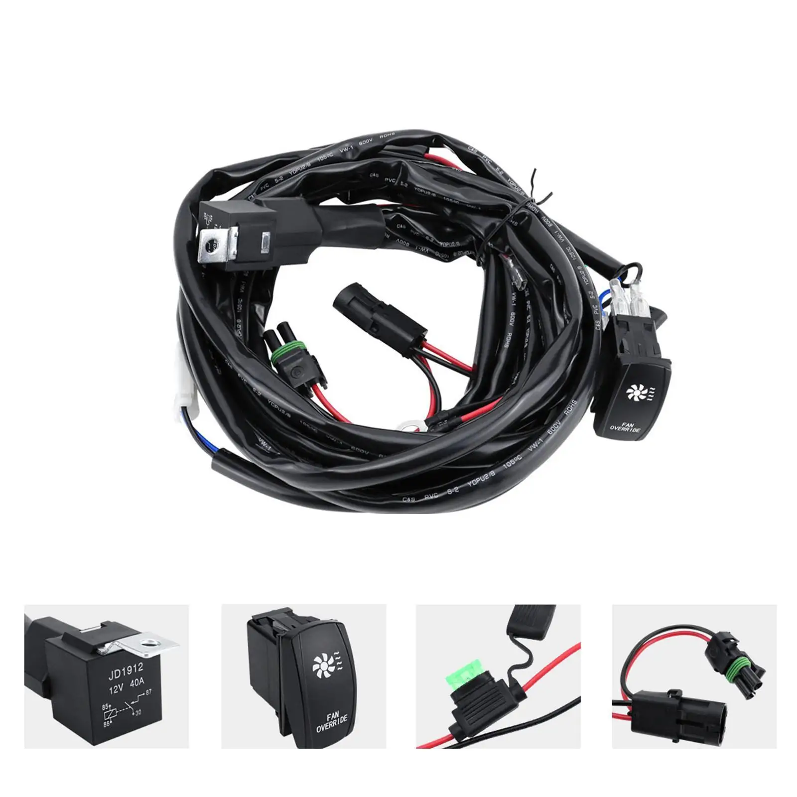 Cooling Fan Override Wiring Harness Rocker Switch Waterproof Easy to Install UTV