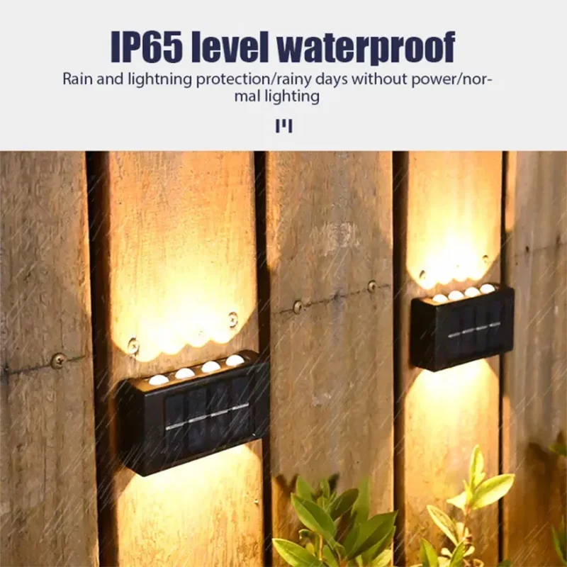 Solar Wall Lamp Outdoor Waterproof Solar Light 4 LED BULBS Up And Down Illuminate Garden Decor 2/4/6/8/10/12 PCS Yard Lighting