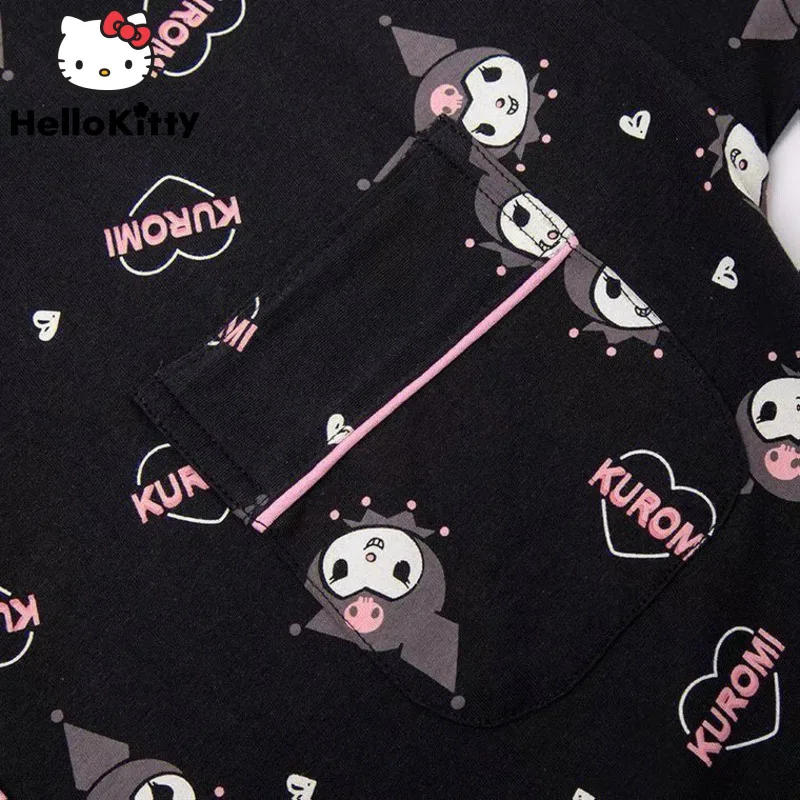 Sanrio Kuromi Women\'s Pajamas Cartoon Cute 2023 New Ins Spring Long-sleeved Students Adult Cardigan Sleepwear  Pajamas Set