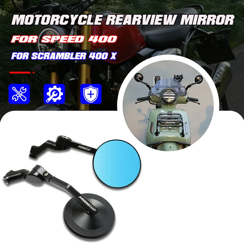 

For Speed 400 Scrambler 400X Universal New Motorcycles Vintage Round CNC Aluminum Alloy Adjustable Rotation RearView Mirrors Kit