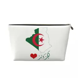 Custom Algeria Flag Toiletry Bag Women Cosmetic Makeup Organizer Ladies Beauty Storage Dopp Kit Box