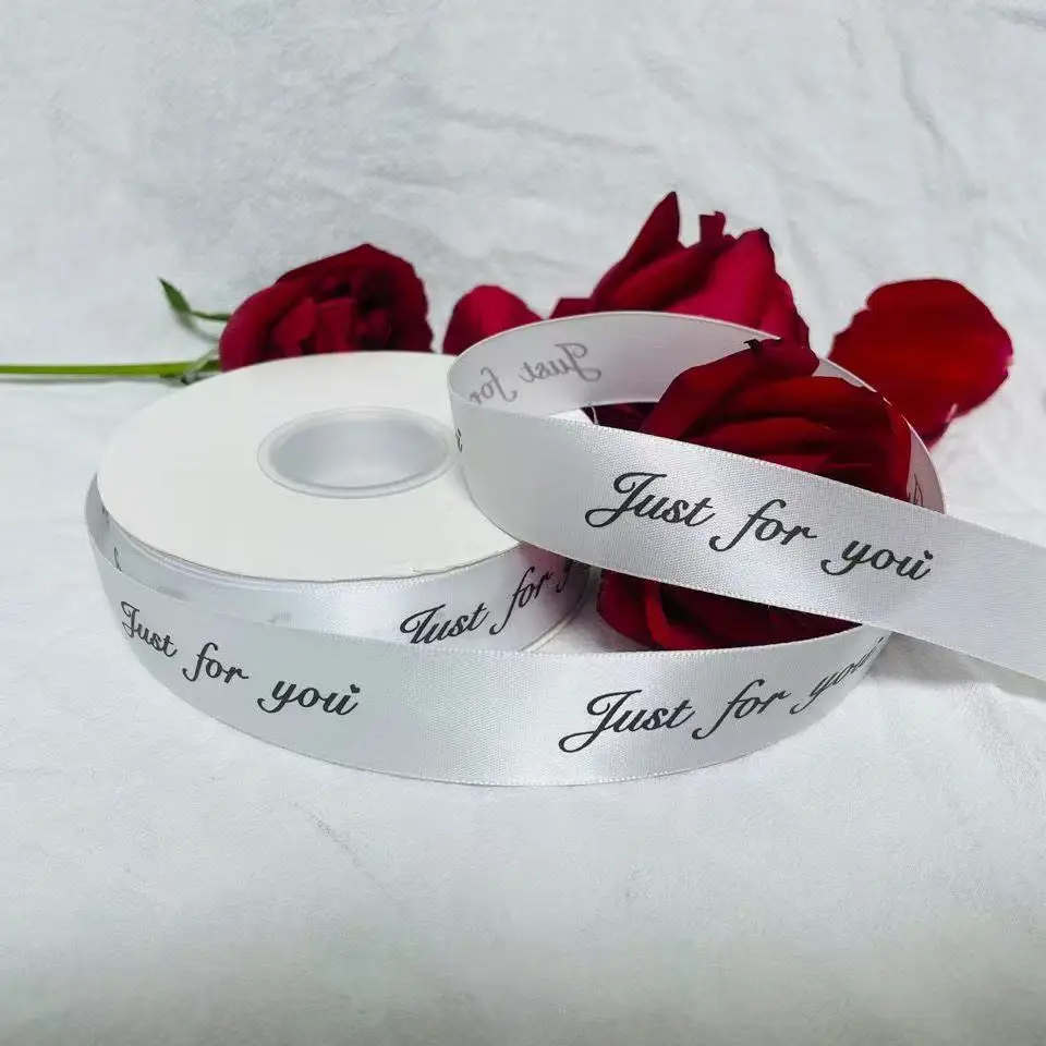 Personalized 1 Roll Polyester Ribbon LOGO / Text DIY Wedding Birthday Party Ribbons for Gift Box Packaging Bakery
