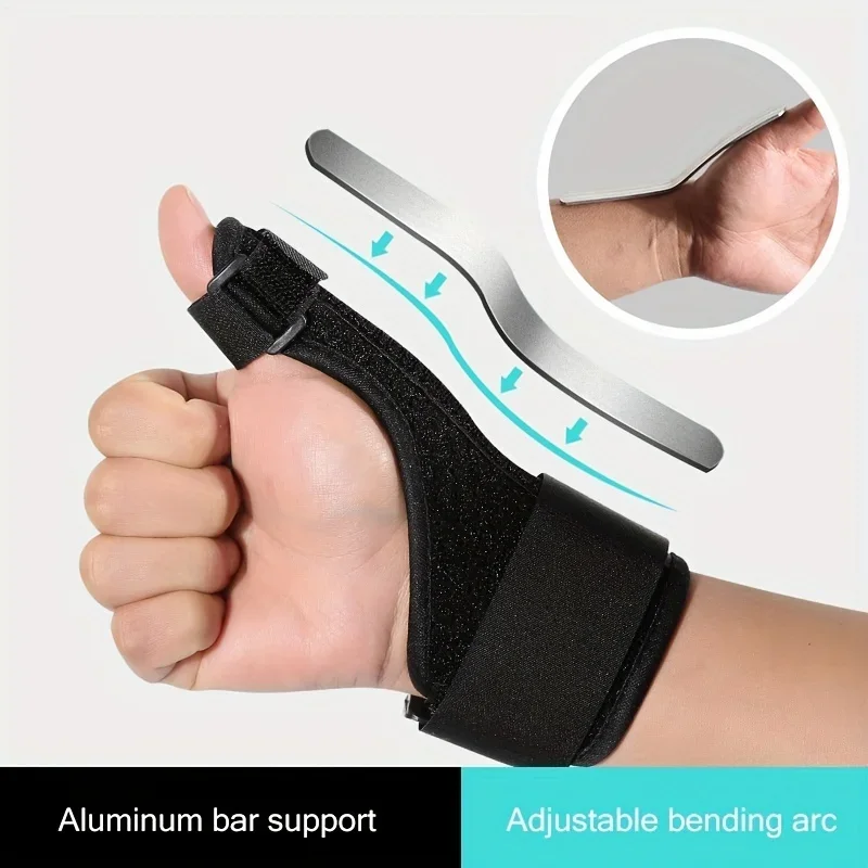 1pc Adjustable Thumb & Wrist Support Brace - Lightweight, Breathable with Detachable Aluminum Stabilizer Splint for Men & Women
