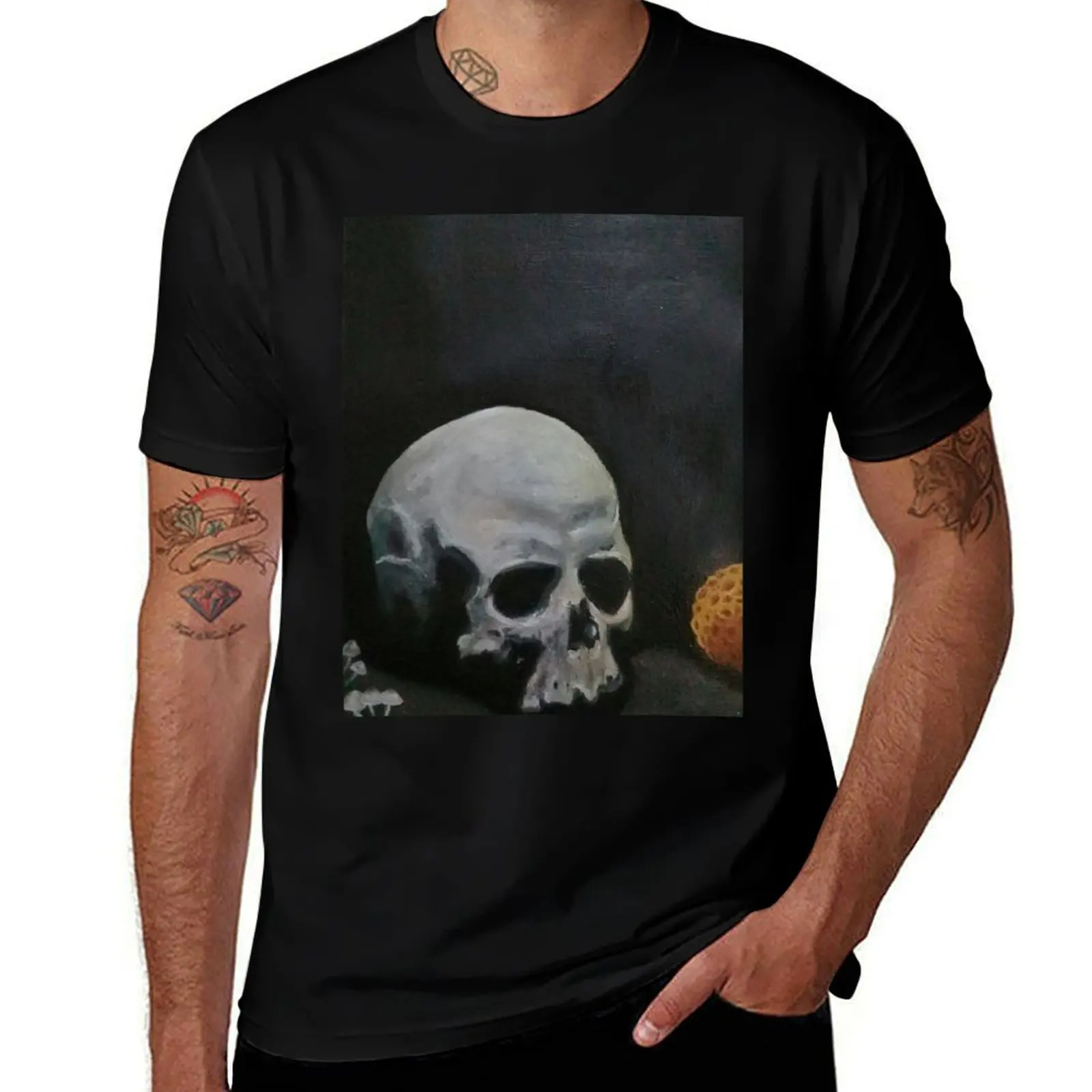 

vanitas with cempasuchil T-Shirt man tshirt t shirts for man slim fit T-Shirt