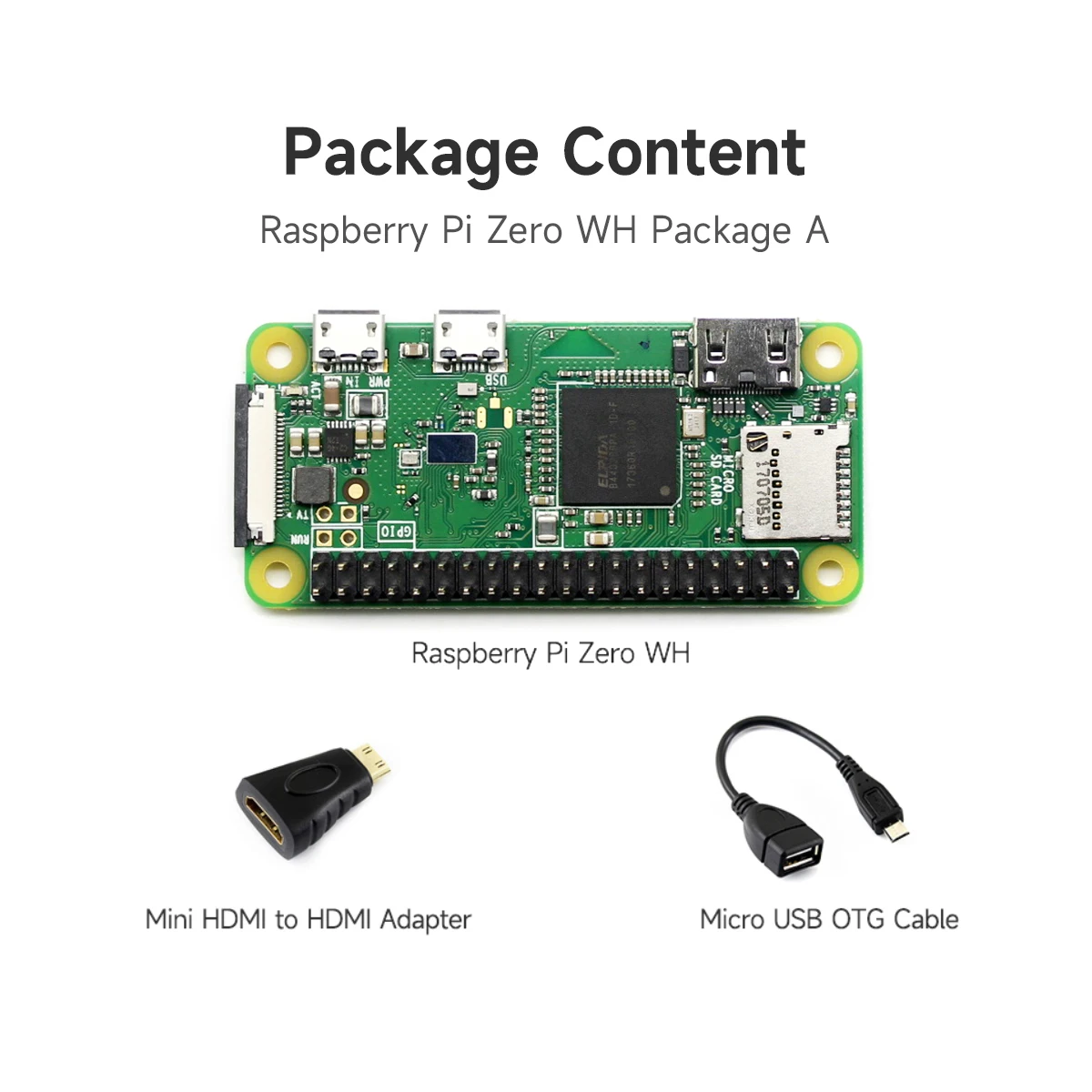 

Raspberry Pi Zero WH (built-in WiFi pre-soldered headers)Kit with USB HUB or 2.13" e-Paper and Basic Components