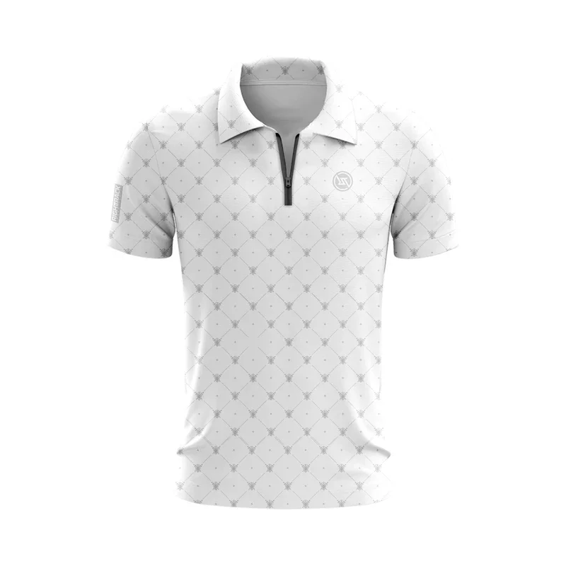 New Zippered Polo Shirt Casual Print Lapel Men\'s Clothing Outdoor Golf Billiards Bowling RIGHTTRACK Sportswear