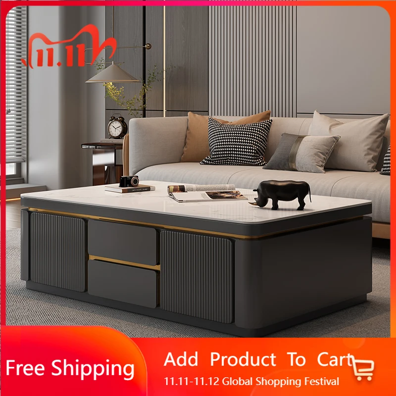 

Nordic Luxury Coffee Table Modern Design Glam Wood Coffee Tables Premium Marble Reception Salon Trendy Meubles Salon Furniture