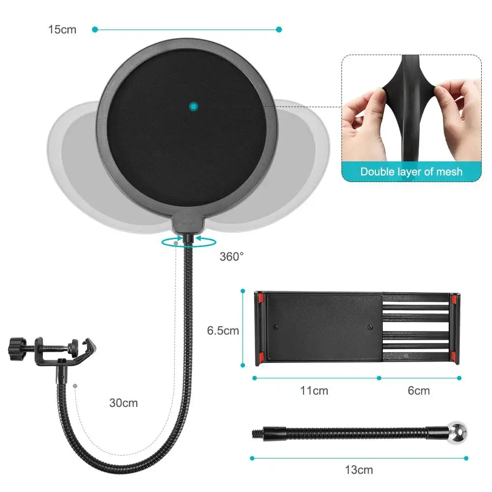 Sound Absorbing Foam Microphone Isolation Shield for Recording Studio Podcasts Singing Broadcasting Studio Mic Reflector