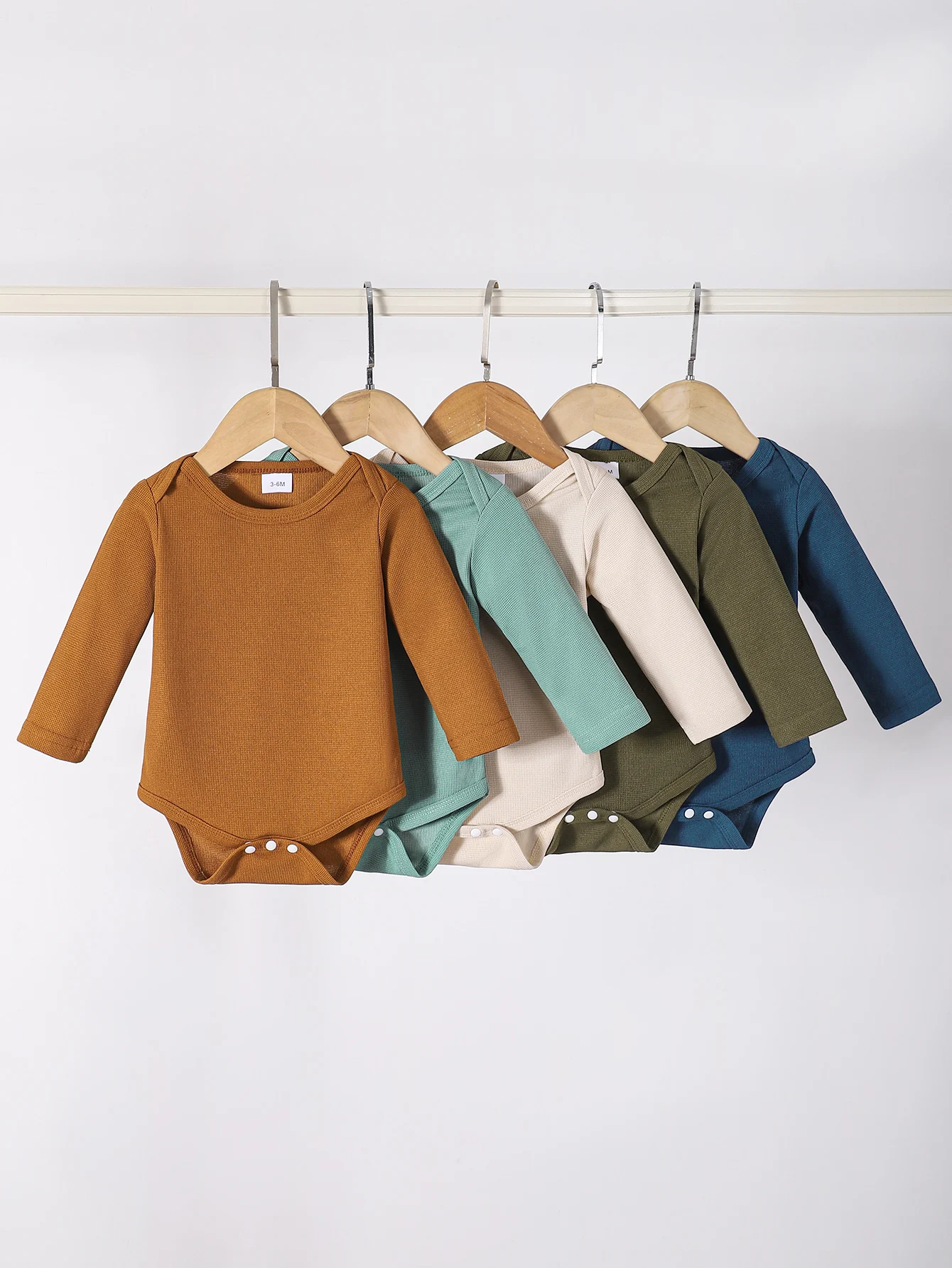 

Winter 0-1 Years Old Infant Baby Boys Solid Color Long Sleeved Jumpsuit 5-Piece Set