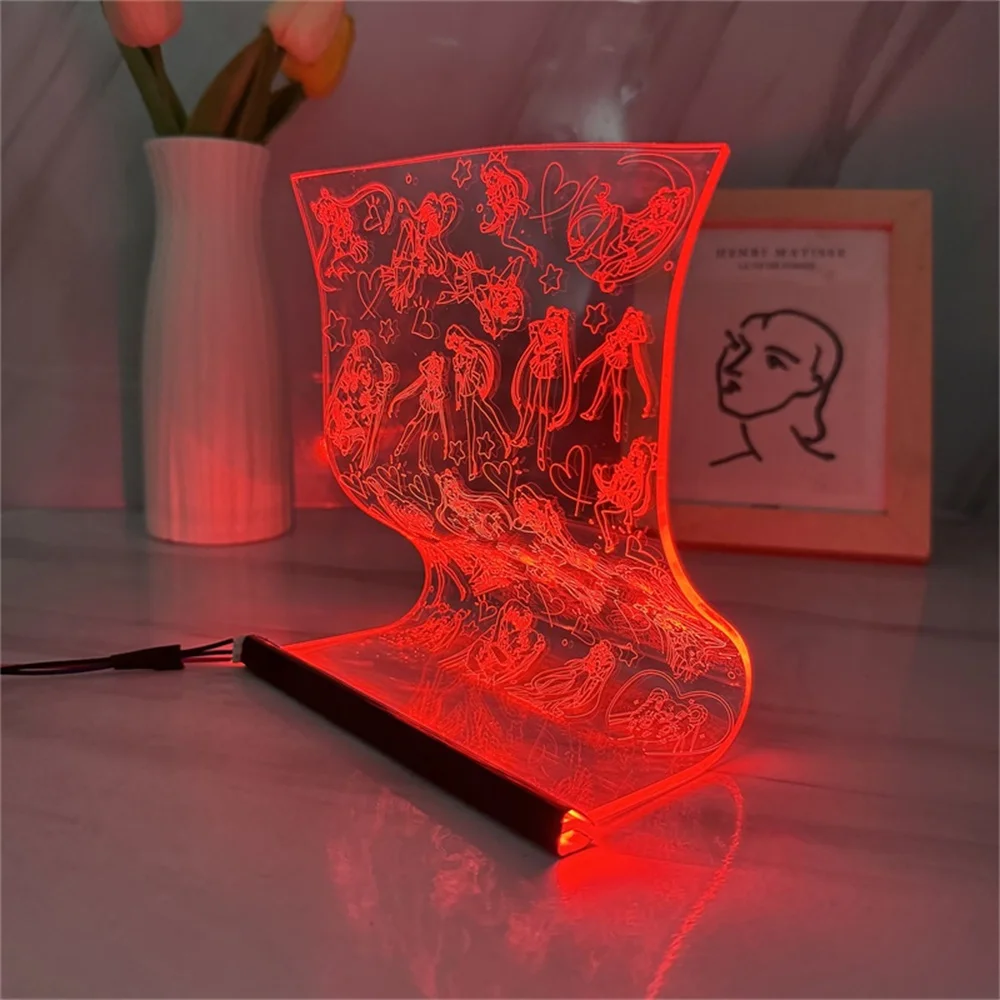 Pretty Sailor LED Scroll Lamp 3D  Atmosphere Mood Light Acrylic Night Lamps Popular Cartoon Art Decor Lamp 3/7 Colors Remote