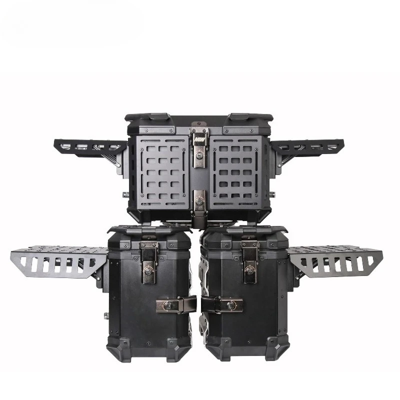 

Multifunctional armored black aluminum alloy three-box motorcycle trunk pedal