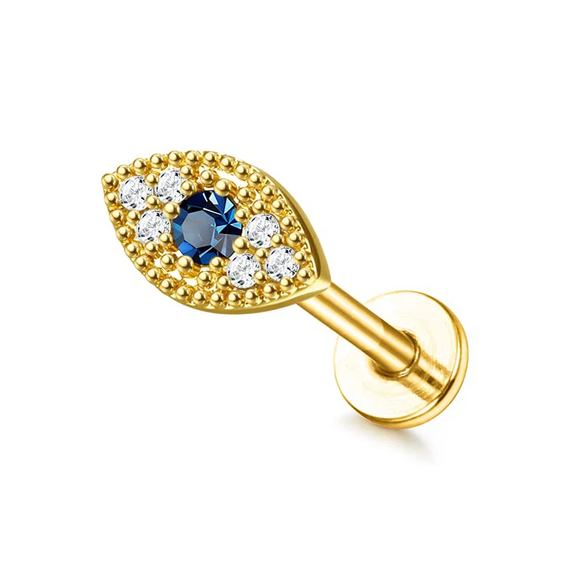 Drperfect 16G Knorpel-Ohrstecker für Damen, Edelstahl, flache Rückseite, Schmetterling, Mond, Blume, Helix, Tragus, Piercing-Schmuck