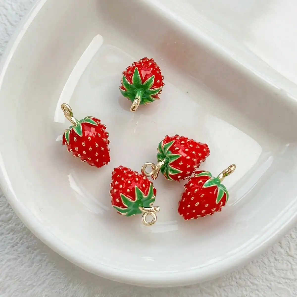 2Pcs Cute Strawberry Charms Pendants Vibrant DIY Jewelry Making Accessories For Necklace Earrings Durable Playful Craft Supplies