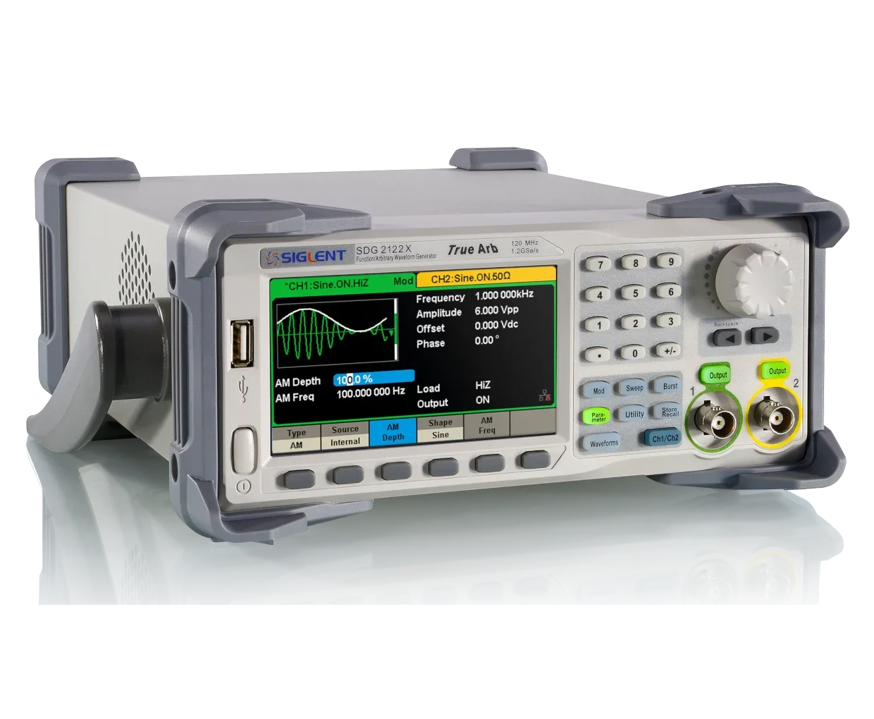 Siglent SDG2122X Function Arbitrary Waveform Generator 2 Channels 120MHz 1.2 GSa/s 16 Bit 4.3in Touch Screen 8 Mpts