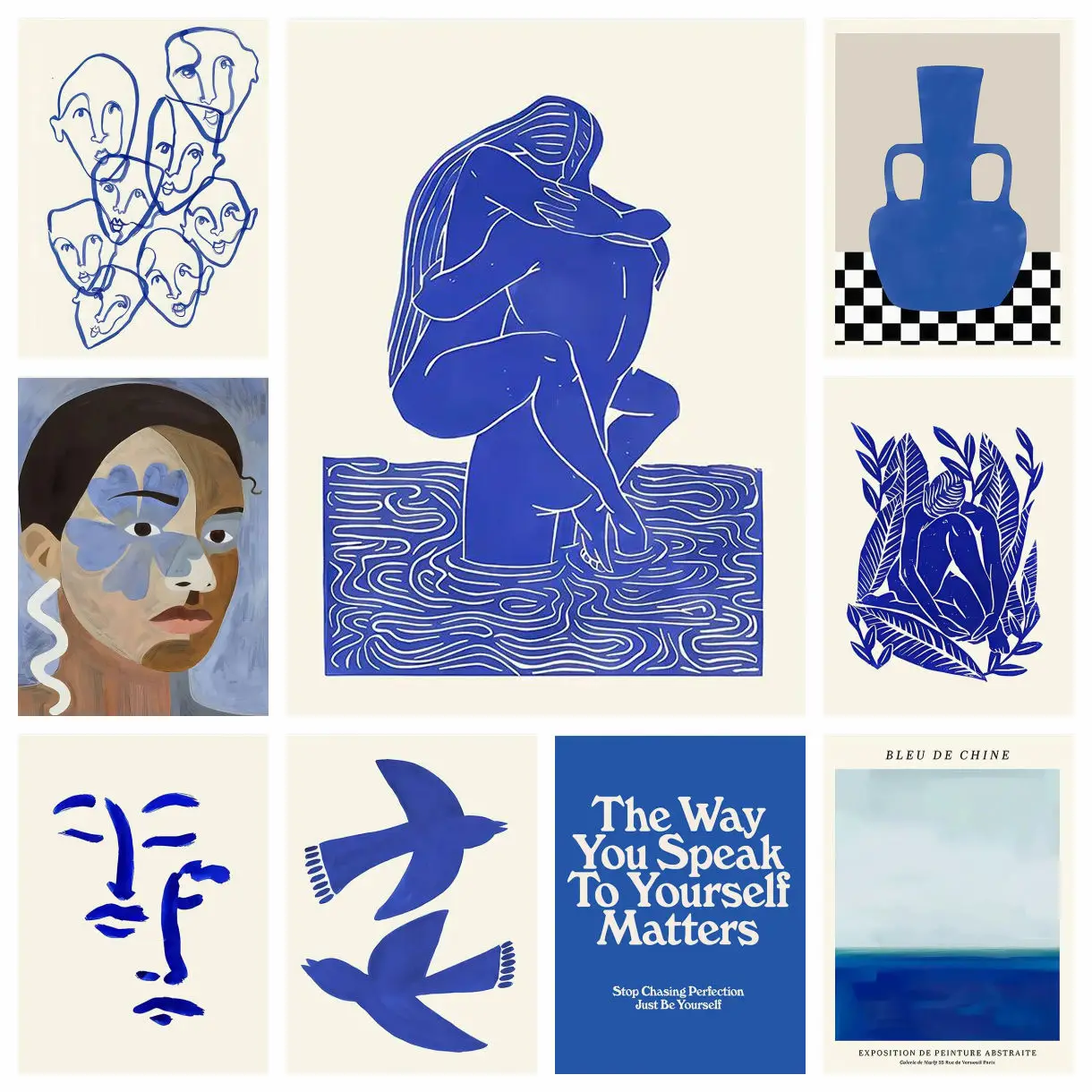 

Абстрактное линейное лицо, изогнутая полосатая девушка, ваза, птица 5D DIY Алмазная картина для домашнего декора Гостиная Настенное искусство для спальни