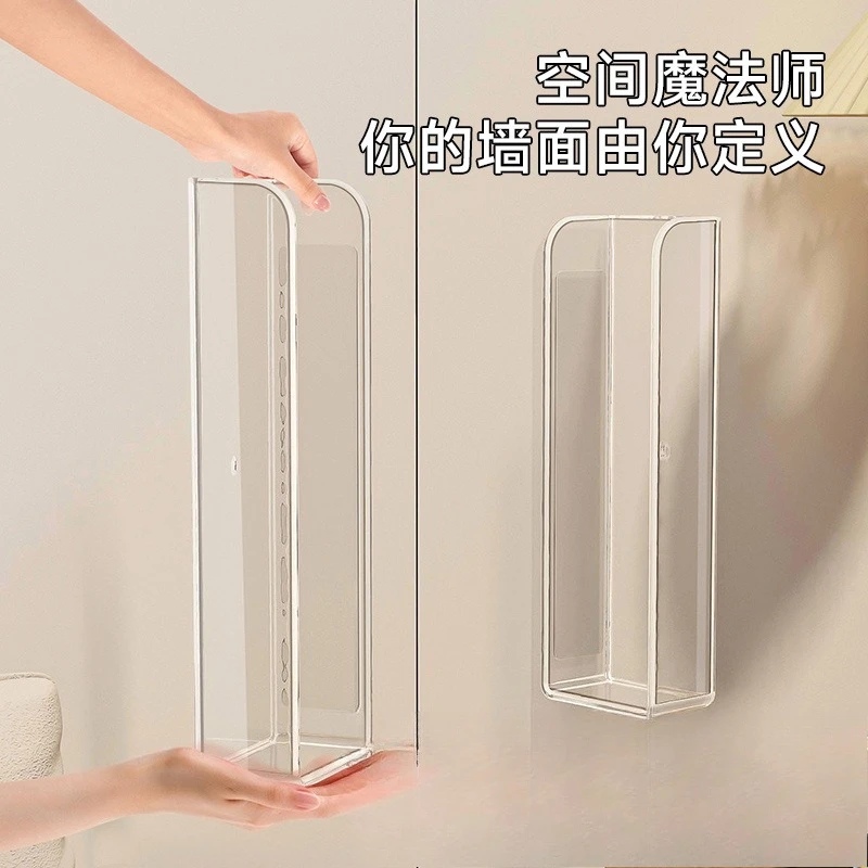 Wall Mount Bookend Display Rack, Behind Door Magazine File Organizer, Corridor Floating Bookshelf for Home Storage