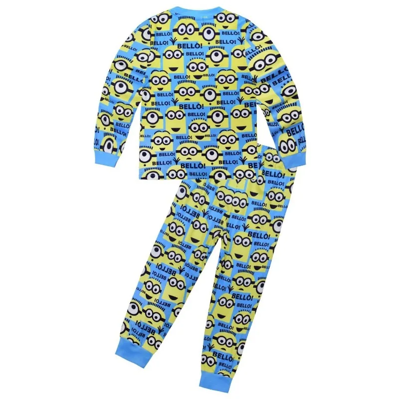 Despicable Me Minions Cartoon Cute Children Long Sleeve T-Shirt Pants Suit Kawaii Boy Warm Pajamas Home Clothes Gift Wholesale