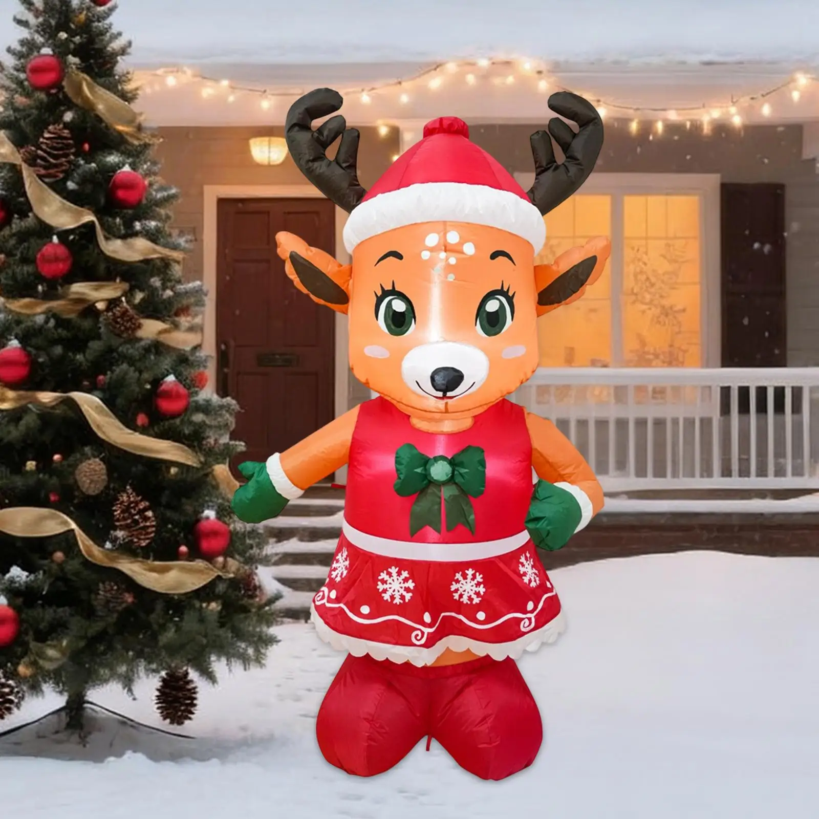 

Outdoor Christmas Reindeer Inflatable Toy Polyester Material for Garden Lawn Festive Holiday Yard Display