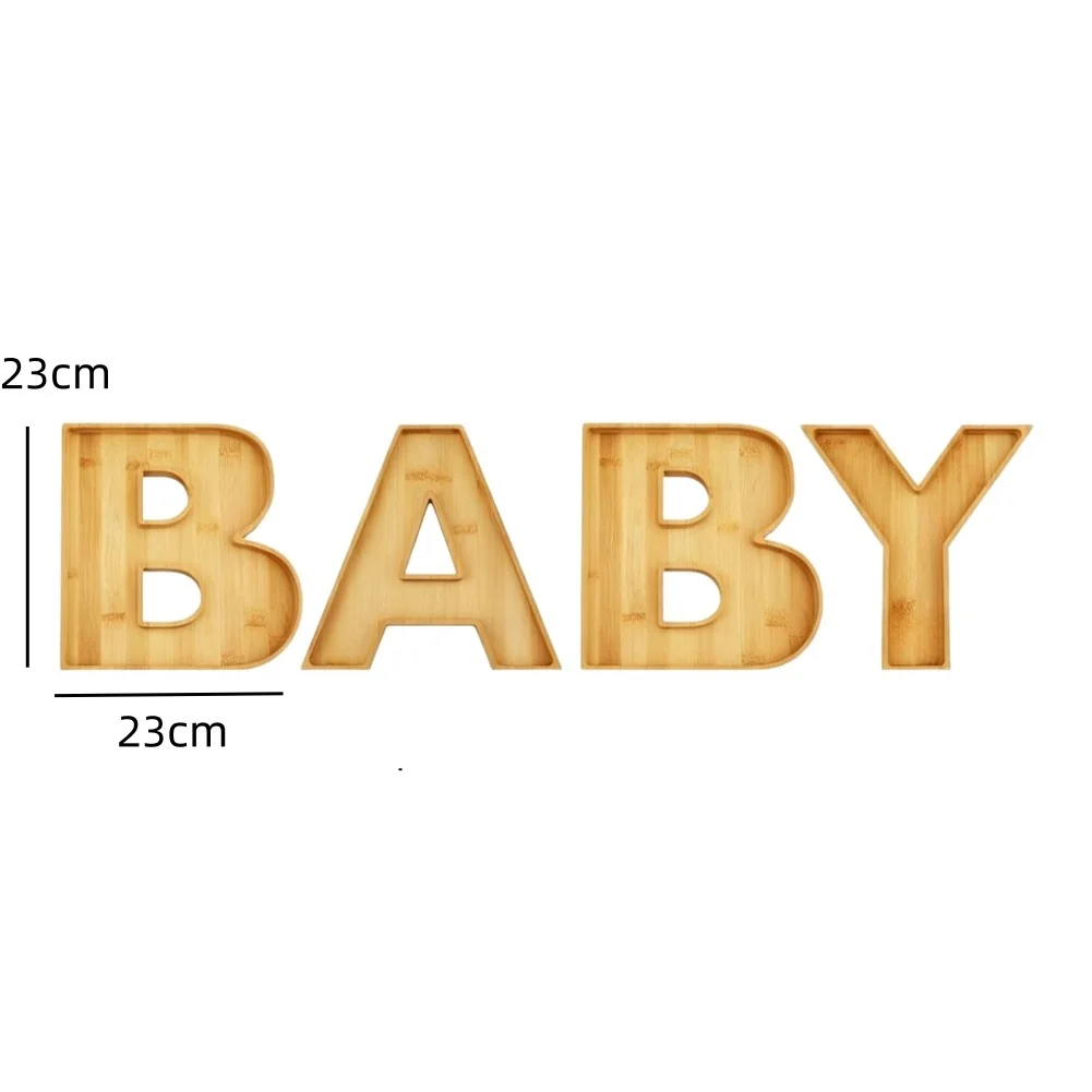 4Pcs Charcuterie Board Letters For Baby Shower Gender Reveal Party 9'' Wooden Candy Cupcake Serving Tray Food Dish Plates