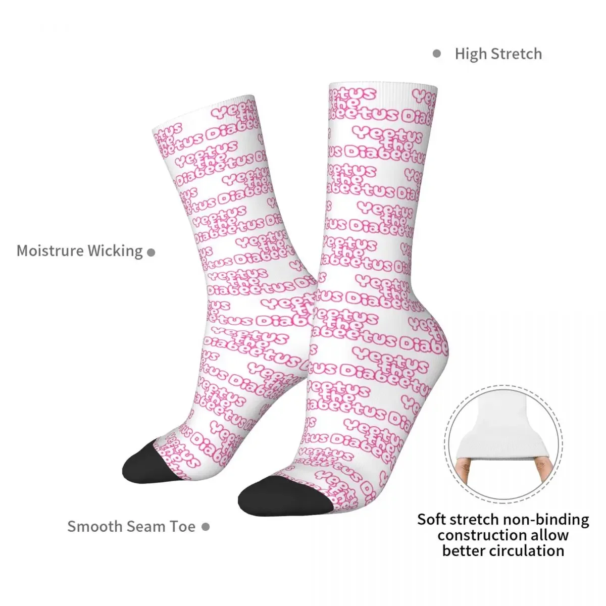 Yeetus The Diabeetus - Pink Socks Harajuku Super Soft Stockings All Season Long Socks Accessories for Unisex Birthday Present