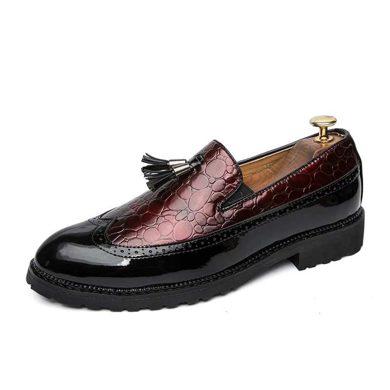 Designer Black Red White Casual Leather Shoes For Men Loafter Formal Wedding Dress Homecoming Zapatos
