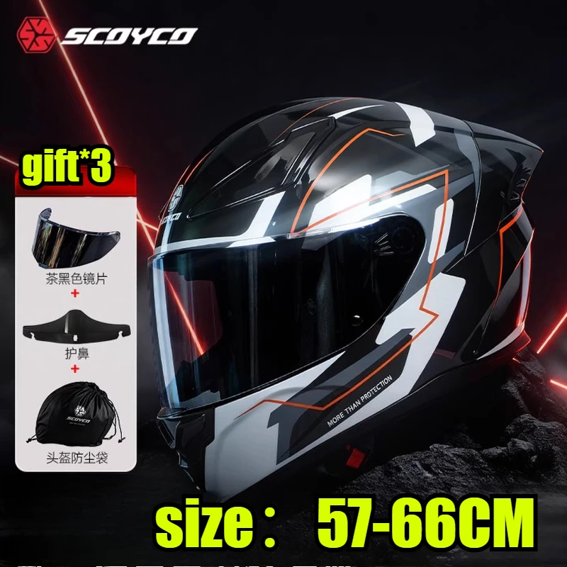 

Scoyco Motorcycle Full Helmet Ultralight Four Seasons Men Women Big Tail Off-road Racing Casco cascos para moto