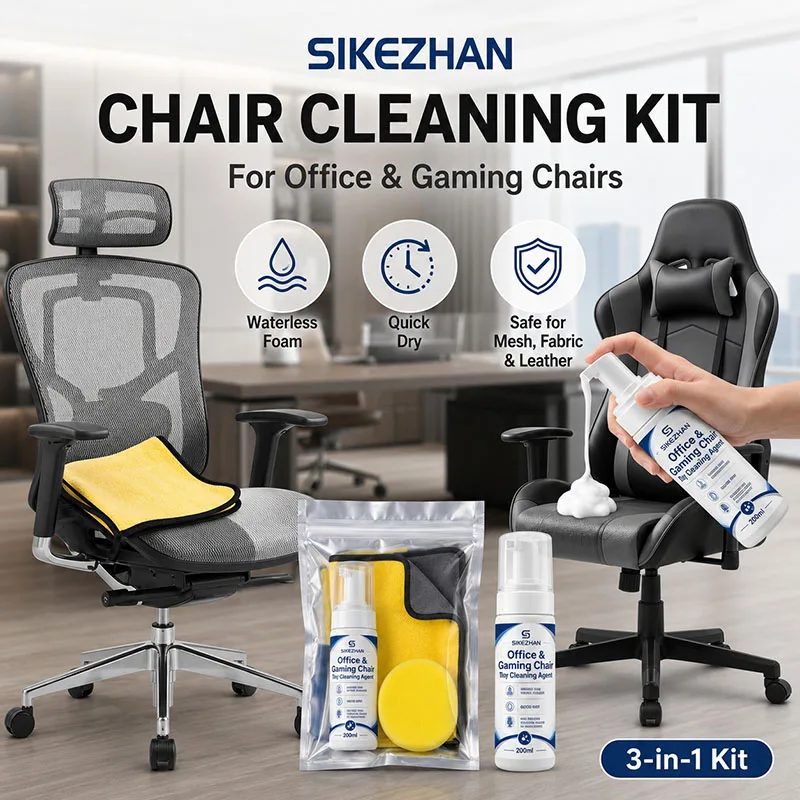Waterless Foam Fabric Cleaner 200ml for Car Seat Office Gaming Chair Quick Dry No Residue Kit with Towel & Sponge Sofa Leather