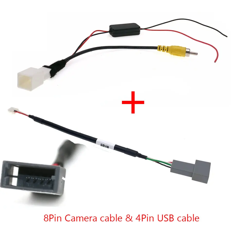 Autoradio 8Pin USB Omkeren Achteruitrijcamera RCA Converter 12 V Naar 6 V 5 V Adapter Kabel voor Toyota Aygo Citroen C1 Peugeot 108 Android