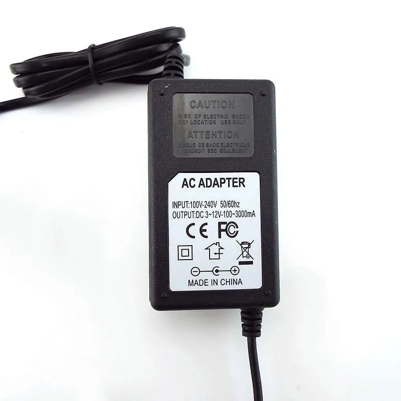 Adattatore di alimentazione CCTV regolabile universale AC 100-240V a DC 3-12V 3A 36W caricabatterie 5.5x2.1mm Jack Plug DC connettore femmina L