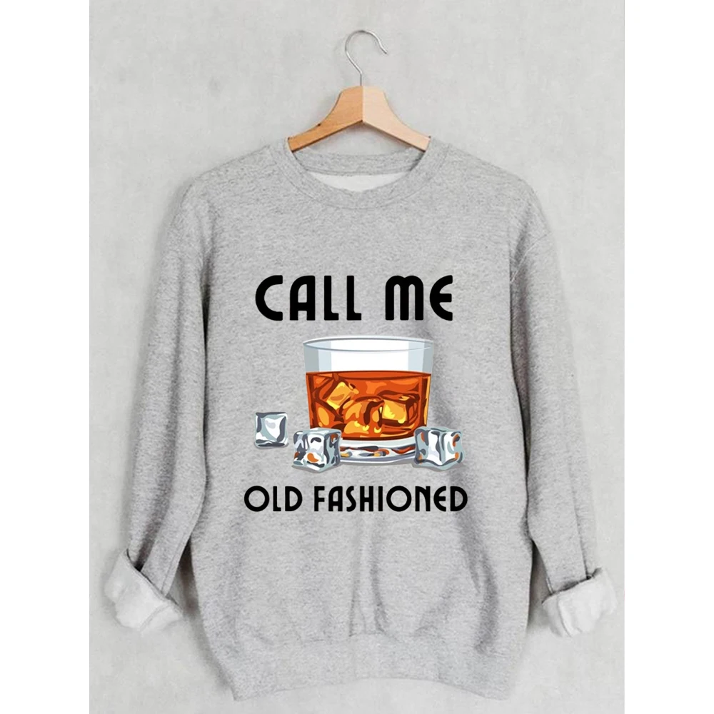 Rheaclots Women's Call Me Old Fashioned Printed Cotton Female Cute Long Sleeves Sweatshirt