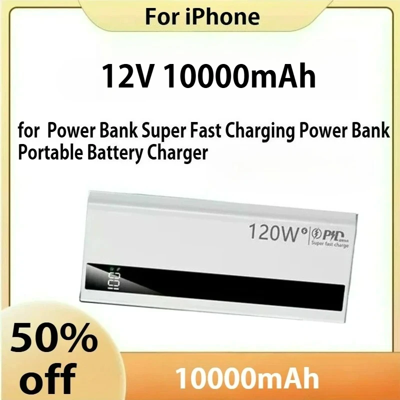120W 10000mAh High Capacity Power Bank Super Fast Charging Power Bank Portable Battery Charger For iPhone Samsung Huawei