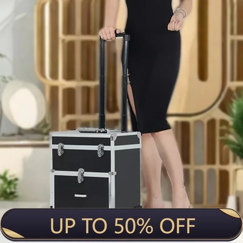ABS Aluminum Alloy Trolley Tools Case Multi-layer Large Capacity Universal Wheel Professional Cosmetic Tool Storage Cases
