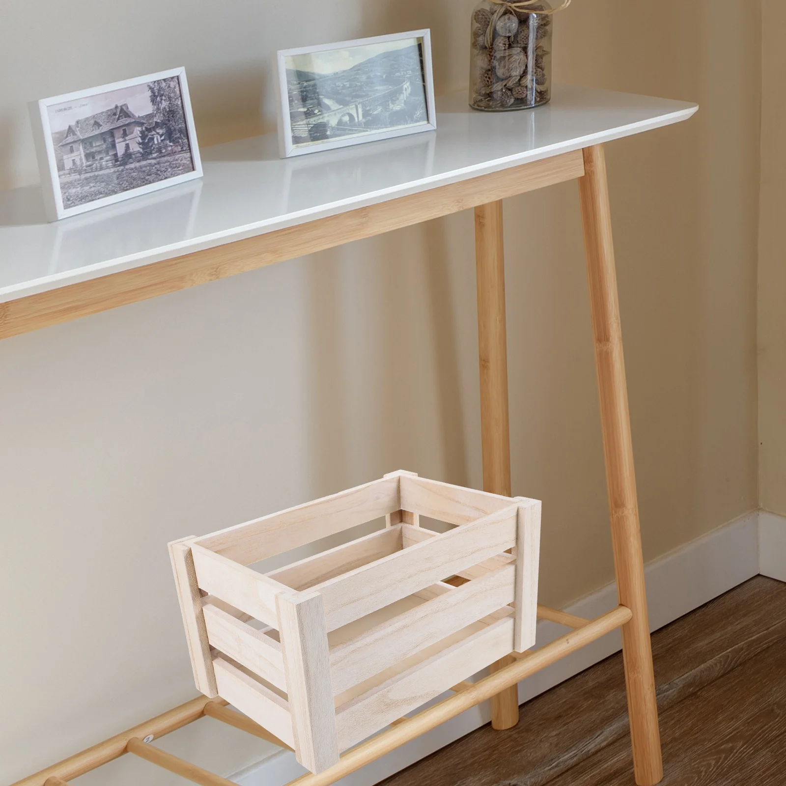 

Large Capacity Wooden Laundry Basket Hollow Design Smooth Surface Dirty Clothes Holder for Bedroom Bathroom Laundry Basket