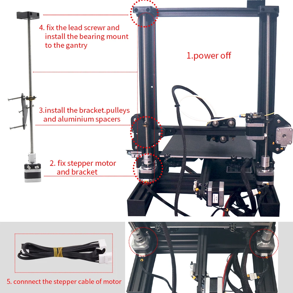 Kit duplo da elevação do parafuso da ligação da linha central z com substituição do motor deslizante para cr10 cr10s ender 3 ender 3 pro ender 3 v2