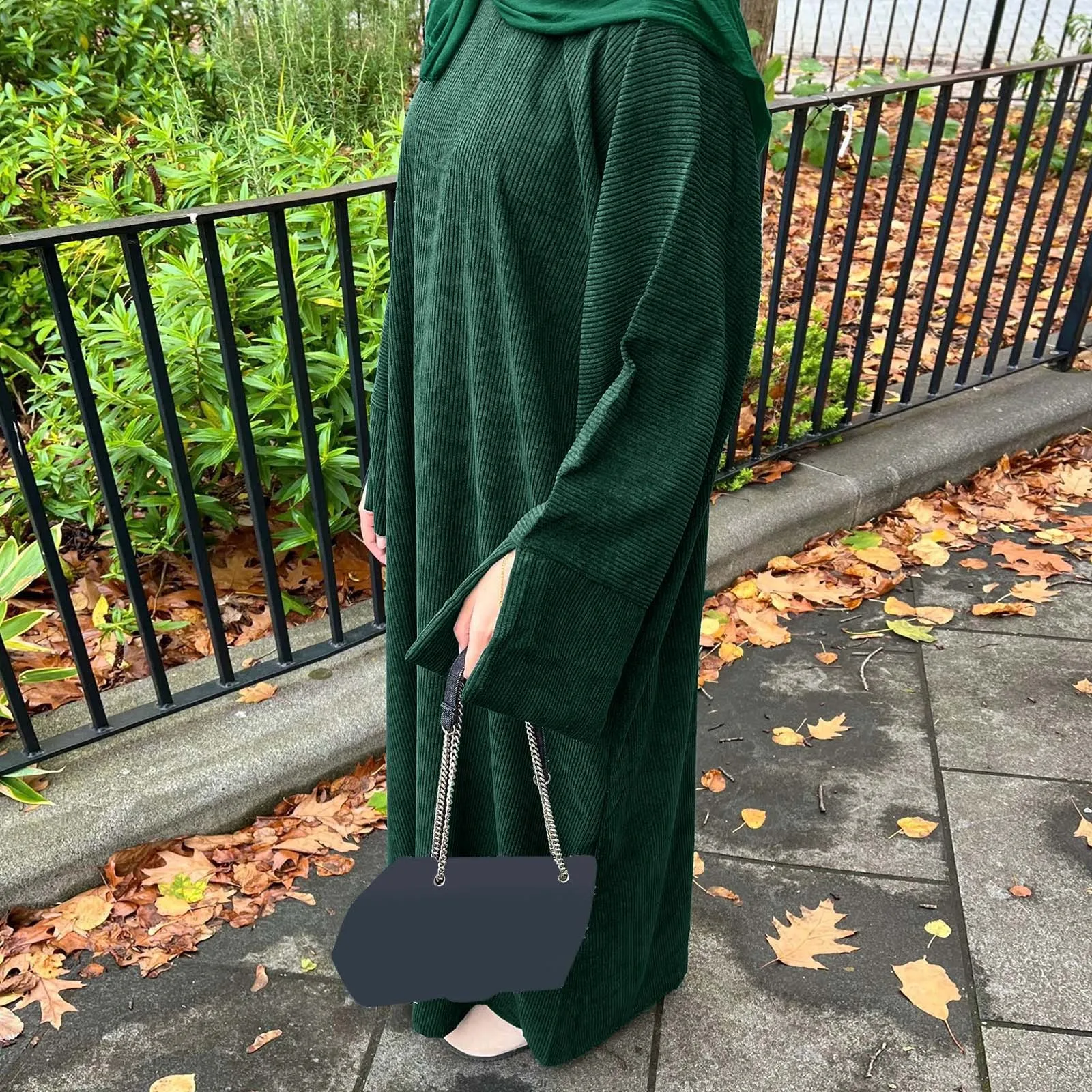 

Warm Winter Abayas Muslim Women Corduroy Abaya 2024 New Modest Dress Thicked Solid Color Long Robe Female Islam Clothing