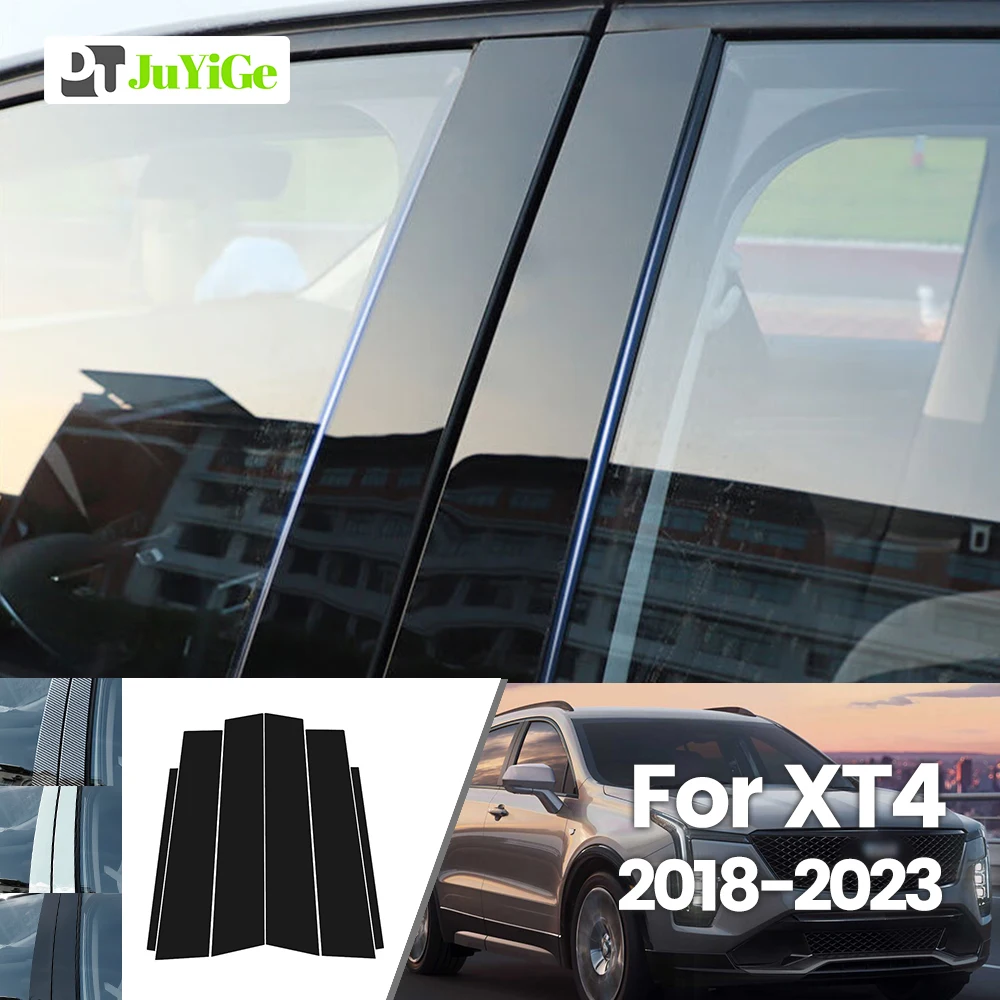 

Яркая черная наклейка из углеродного волокна на окно двери B C для Cadillac XT4 2018-2023 2019 2020 2021 2022