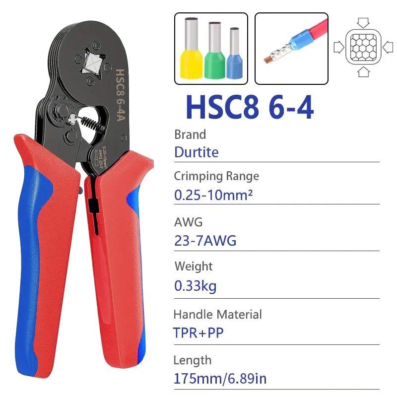 أدوات العقص الطويق الأكمام أنبوبي محطة سلك المكشكش كماشة مجموعات الكهربائية المنزلية 1200 قطعة محطة HSC8 6-4 6-6 #2