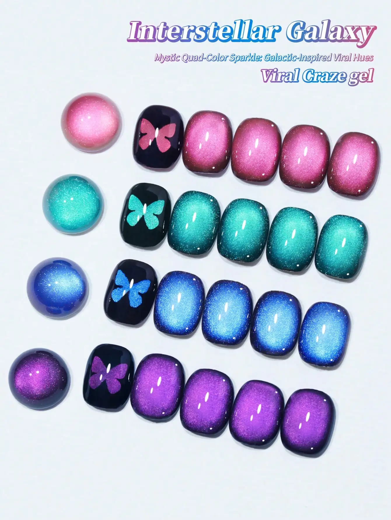 XEIJAYI 4 قطعة جل عين القط طلاء الأظافر بريق الترتر طلاء الأظافر القابل للإزالة UV البولندية مسمار الفن مناسبة لتصميم فن الأظافر