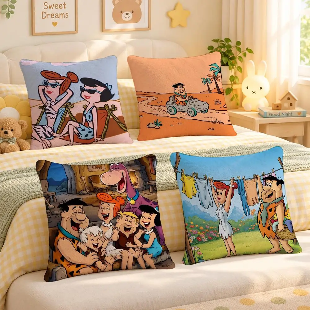 Cartoon Flintstones Vintage Cushion Cover Personalized Soft Plush Pillow Living Room Home Sofa Bedroom Office Car Cushion
