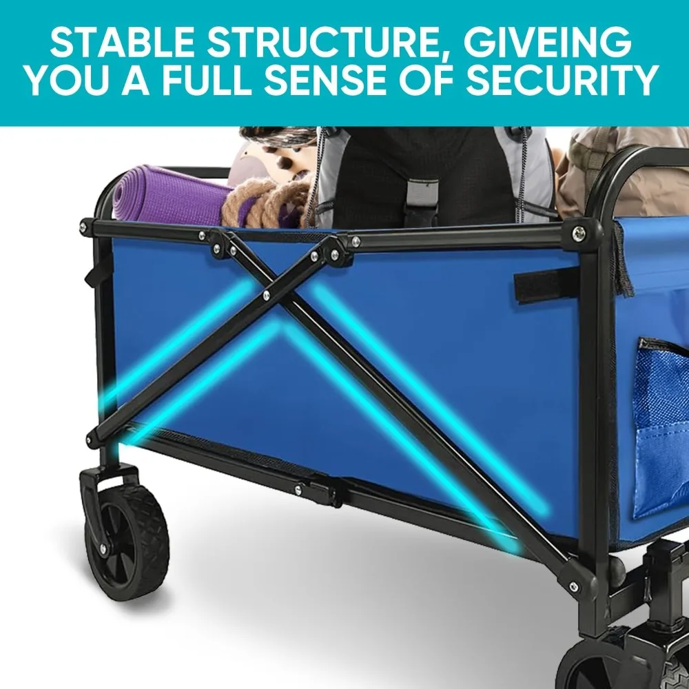 عربة محمولة قابلة للطي شديدة التحمل للشاطئ والأنشطة الخارجية والتسوق والتخييم بسعة كبيرة