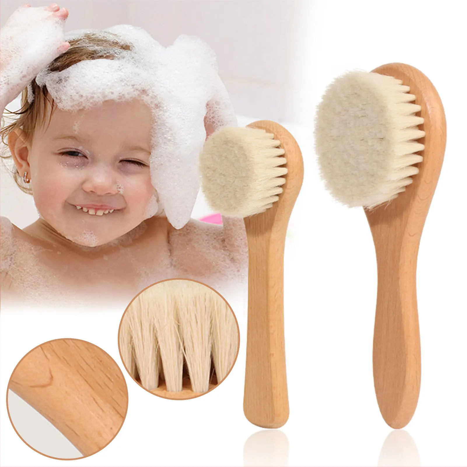 Neugeborene Baby weiches Haarbürste Ultra-weiche Wollborsten bürsten Förderung des Haarwachstums für das Gesundheits Kopfhaut für Haarpflegemassage