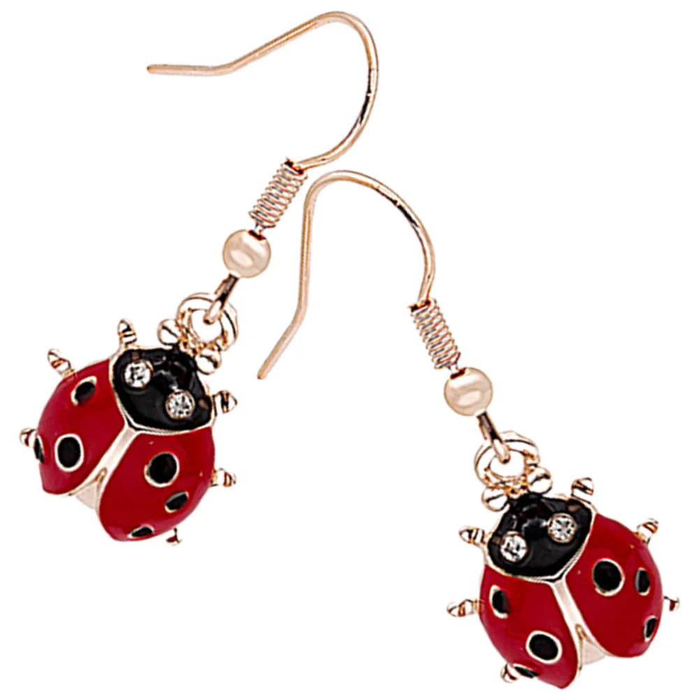 Ladybug Earrings Metal Cute for Girls Aesthetic Teen Pretty Trendy Drop Women Cartoon