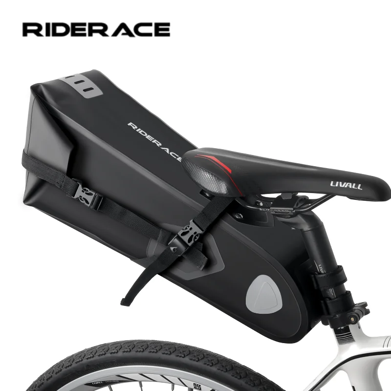 RIDERACE Fahrrad-Satteltasche 10L Wasserdichte Fahrrad-Hecktasche mit großem Fassungsvermögen, faltbar, für MTB Mountainbike