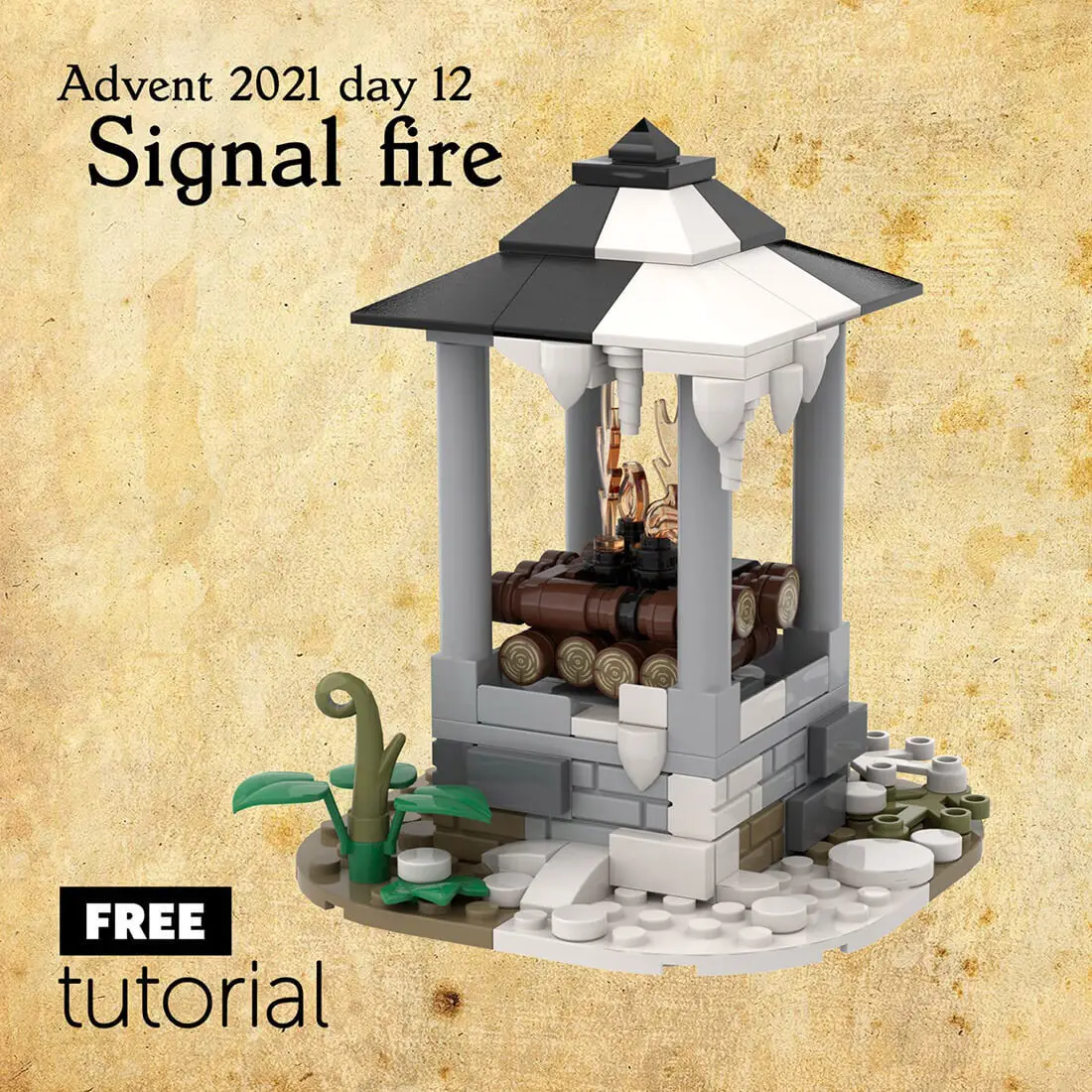 

Custom MOC-96361 Medieval Signal Fire 166 Parts Toys Gift for Christmas