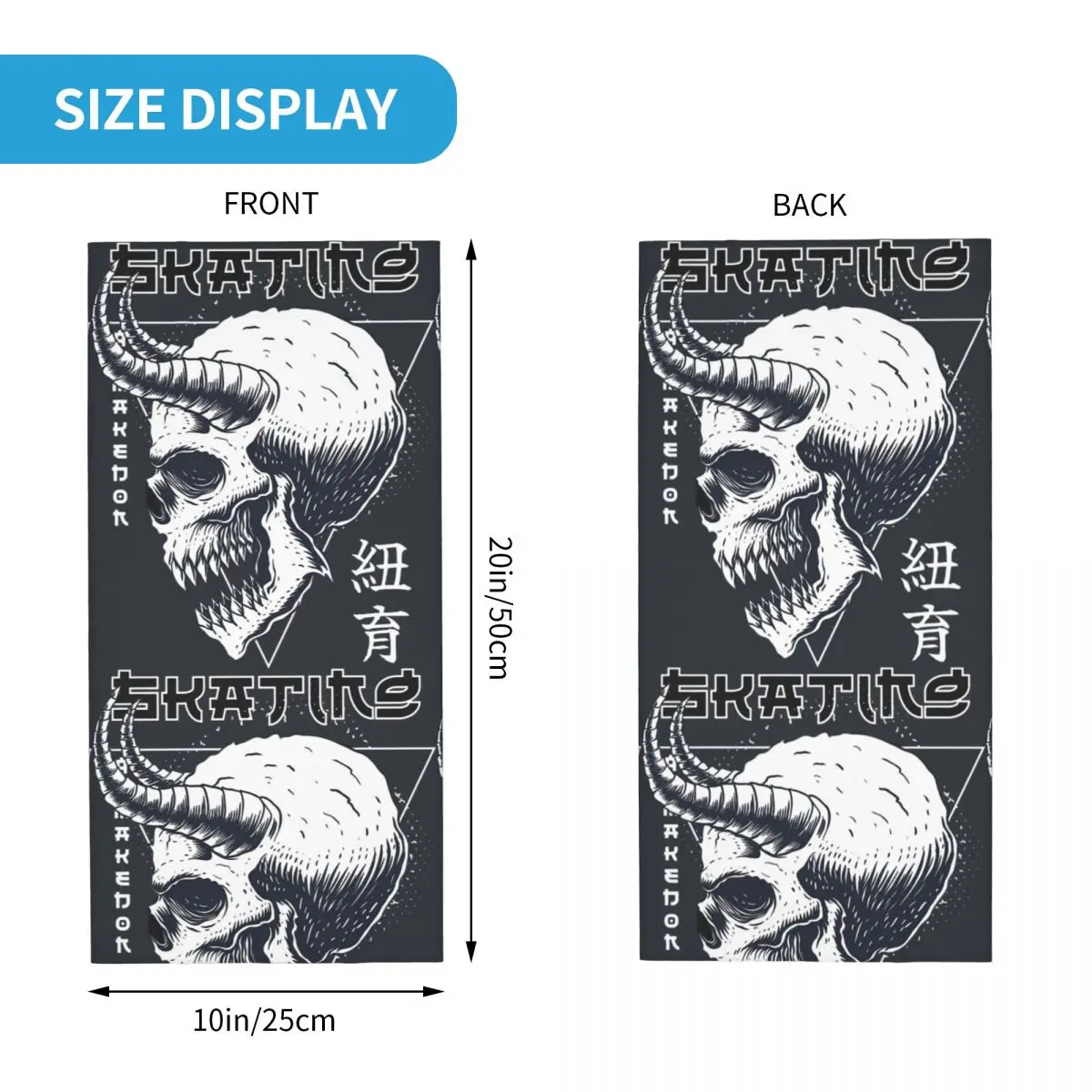 Skating Skull Skating Board Bandana Neck Cover Printed Motor Motocross Wrap Scarf Multi-use Cycling Riding Unisex All Season