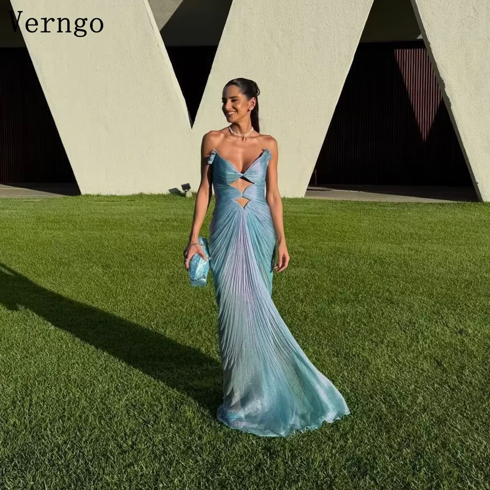 Verngo Blaues glänzendes Abendkleid mit Herzausschnitt, Meerjungfrau-Abschlussballkleid, modernes, sexy Maxikleid mit Seitenschlitz, Partykleider nach Maß