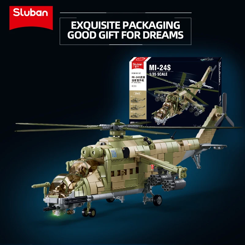 893PCS MI-24S Armed Transport Helicopter Building Blocks Military Army Weapon Creative Soldier Figure Dolls Bricks Toys For Kids