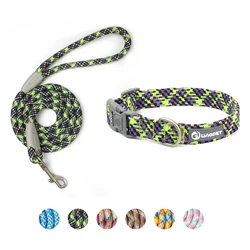 Custom Pet Dog Name Collar Adjustable Nylon Dog Collar with Handle Quick Release Buckle Personalize Small Medium And Large Dog