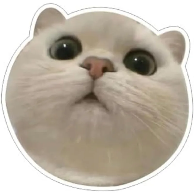 1Pc 2D Anime White Cat Face Vinyl Sticker, Waterproof Peel‑and‑Stick Decal For Car Bumper Window Mirror Decor, Holiday Gift 15cm