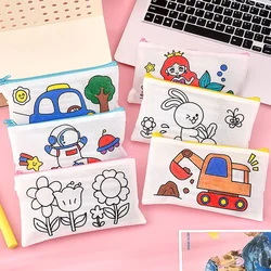 6Pcs Cartoon DIY Art Painting Graffiti Pencil Case for Kids Birthday Party Favors Pinata Fillers Back To School Stationery Gift
